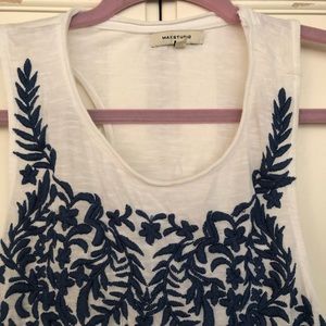 Blue embroidered tank top